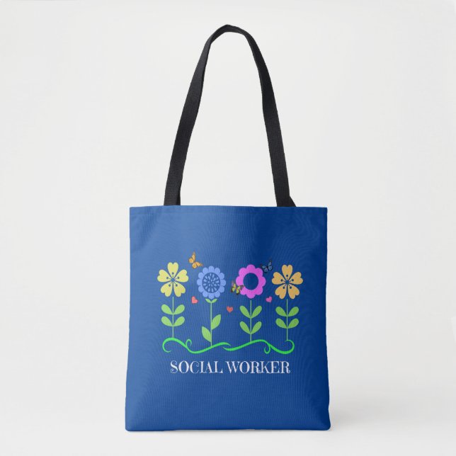 Bolsa Tote Trabalhador Social, Design Pastel Springtime, (Frente)