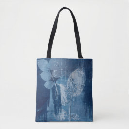 Bolsa Tote trabalho de arte abstrato azul-grunge