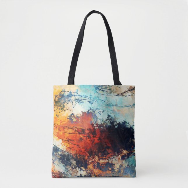 Bolsa Tote Trabalho de arte Contemporâneo Abstrato Colorida (Frente)