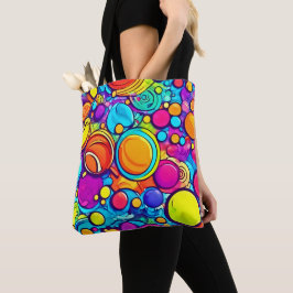 Bolsa Tote Trabalho de arte de bolhas de Abstrato vibrantes