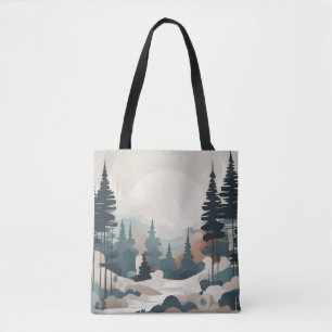 Bolsa Tote Trabalho de arte de Paisagem de Floresta de Boho