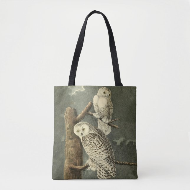 Bolsa Tote Trabalho de arte de Snowy Owl Audubon (Frente)