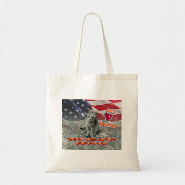 Bolsa Tote Trabalho de arte especial - Gatos adoram veteranos (Frente)