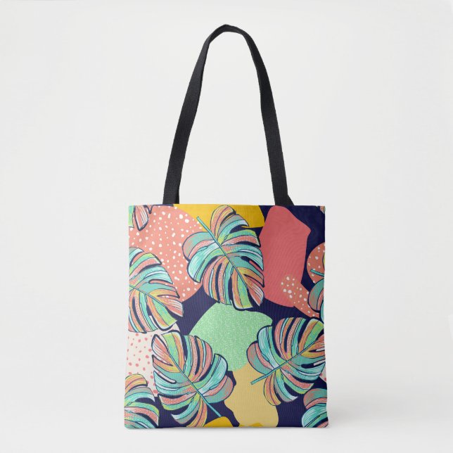 Bolsa Tote Trabalho de arte Tropical: Monstera Design (Frente)