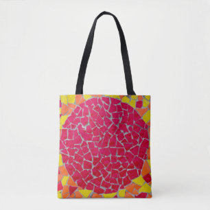 Bolsa Tote Trabalho de arte vermelho, laranja e amarelo