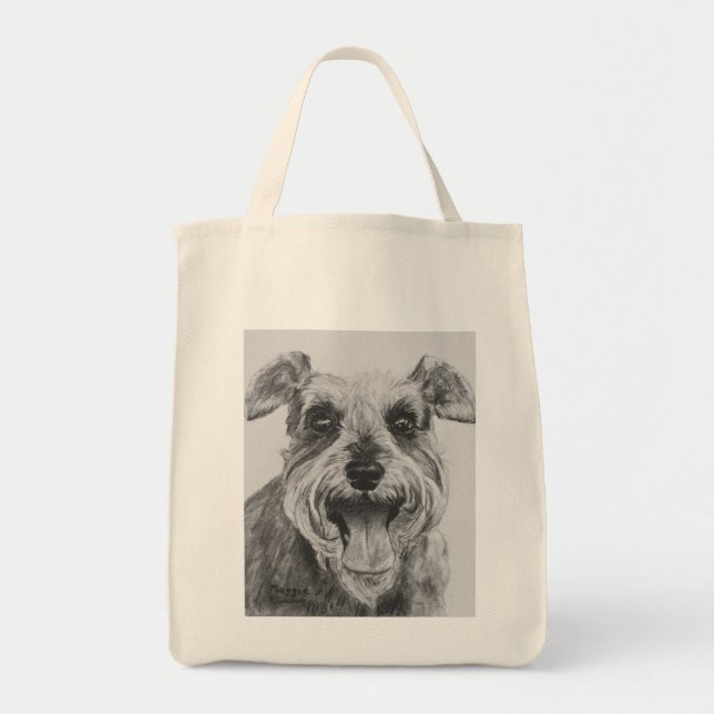 Bolsa Tote Trabalhos de arte do esboço do Schnauzer (Frente)