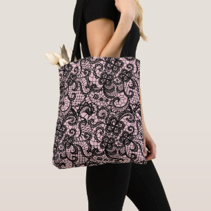 Bolsa Tote Traço Preto no Saco de Toque Rosa