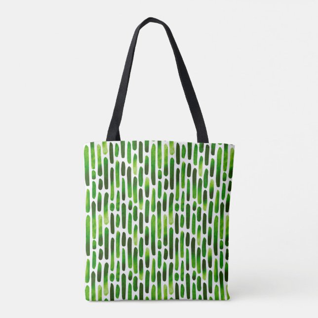 Bolsa Tote Traços de Cores de Água 091121 - Verde Cinzento To (Verso)