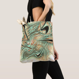 Bolsa Tote Traços de ondas brutas digitais em laranja claro a