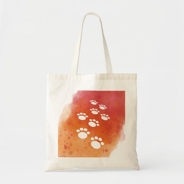 Bolsa Tote Traços de Pata Cachorro de Aquarela (Frente)