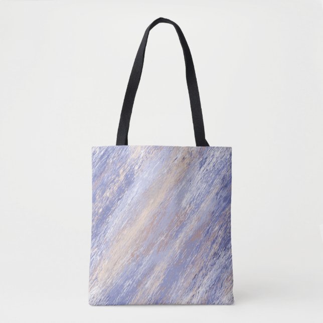 Bolsa Tote Traços de Tinta Abstrato Azul e bege Mensal (Frente)