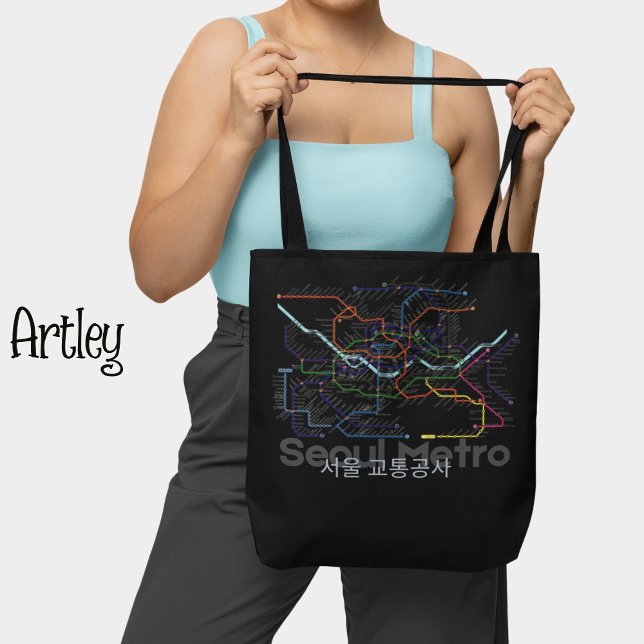 Bolsa Tote Trajante Coreia do Mapa do Metrô de Seoul (Criador carregado)