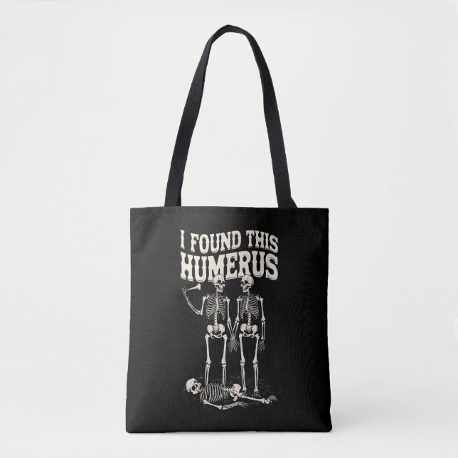 Bolsa Tote Traje Engraçado de Esqueleto de Halloween com Úmer (Frente)