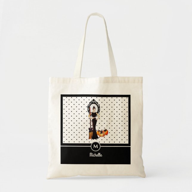 Bolsa Tote Traje Preto Longo Elegante Clássico de Halloween M (Frente)