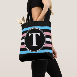 Bolsa Tote Transgênero Stripes Monograma Nome Orgulho gay pr