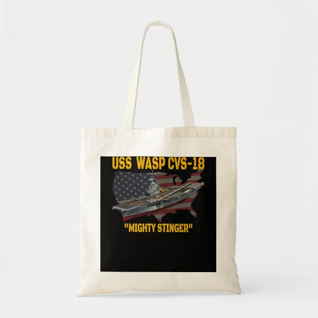 Bolsa Tote Transportadora de Aeronave USS Wasp CVS18 Veterans (Frente)