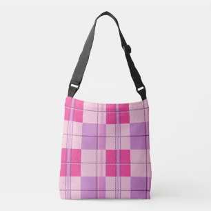 Bolsa Tote transversal xadrez rosa Bolsa roxa Tart