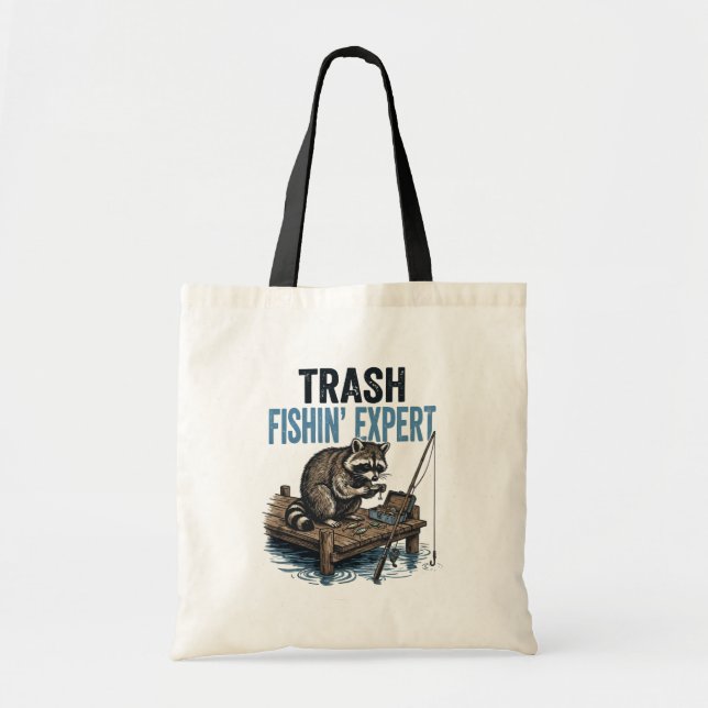 Bolsa Tote Trash Fishin' Expert Raccoon (Frente)