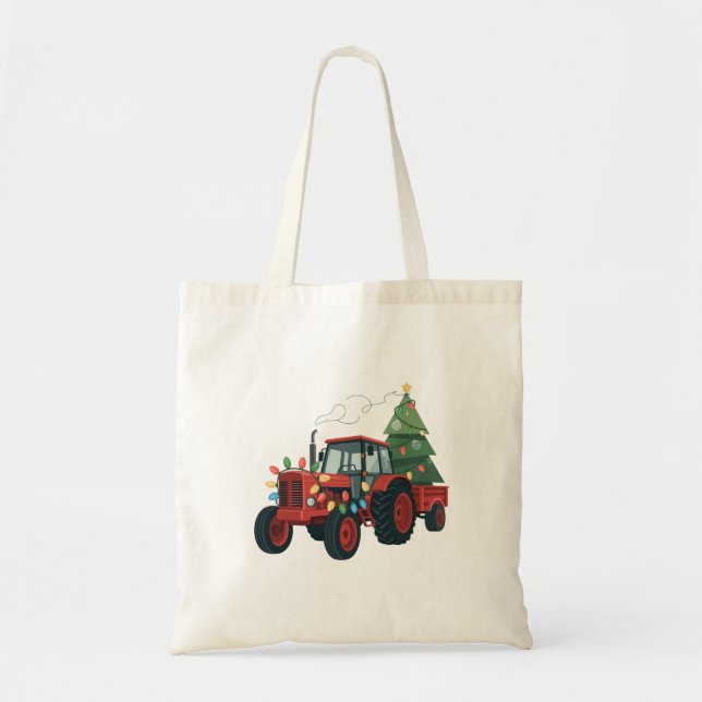 Bolsa Tote Trator de Natal Iluminação Trator de Natal  (Frente)