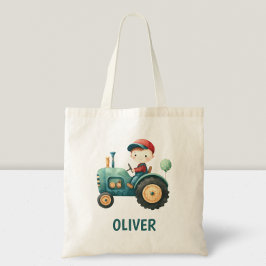 Bolsa Tote Trator Verde Fofo de Meninos Personalizado