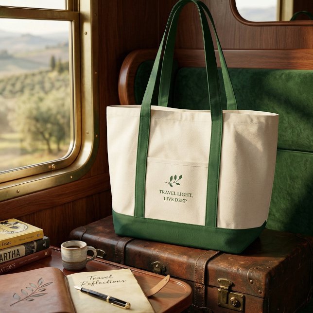 Bolsa Tote Travel Light Live Deep Minimalist Typography  (Travel Light Live Deep Minimalist Typography Off-White Large Canvas Weekender)