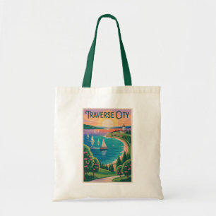 Bolsa Tote Traverse City Lake Michigan Illustration Viagem