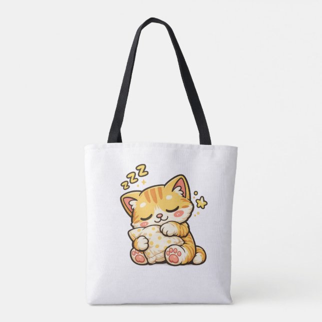 Bolsa Tote Travesseiro de Gato Sonolento Fofo (Verso)