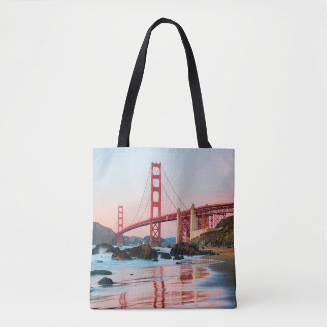 Bolsa Tote travesseiro decorativo da ponte ouro (Frente)
