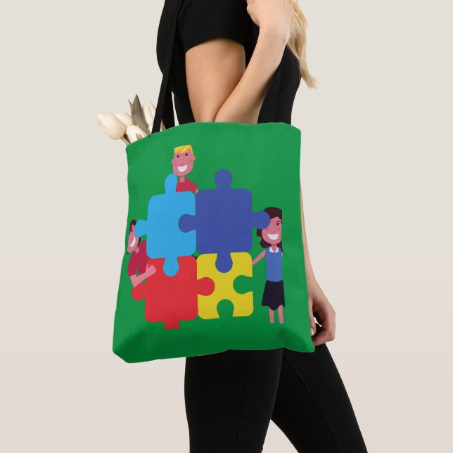 Bolsa Tote Travesseiro impressão de quebra-cabeça de autismo  (Close Up)