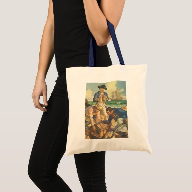 Bolsa Tote Treasure Island, Vintage Fairy Tale Pirates (Frente (produto))