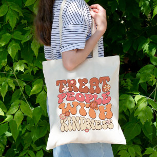 Bolsa Tote Treat People With Kindness, Cute Boho Retro Chic