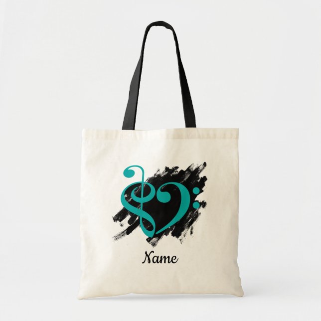 Bolsa Tote Treble Clef Bass Clef Music Heart Personalizado (Frente)