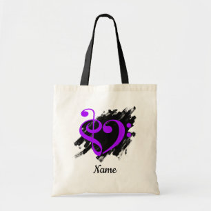 Bolsa Tote Treble Clef Bass Clef Music Heart Personalizado