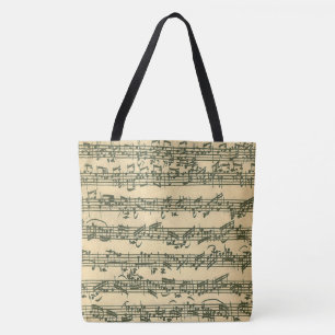Bolsa Tote Trecho autêntico do manuscrito de Bach Chaconne