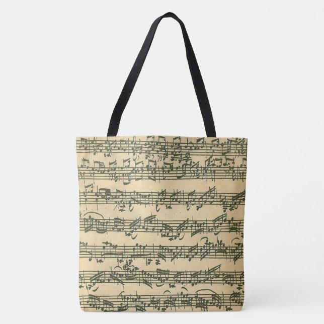 Bolsa Tote Trecho autêntico do manuscrito de Bach Chaconne (Frente)