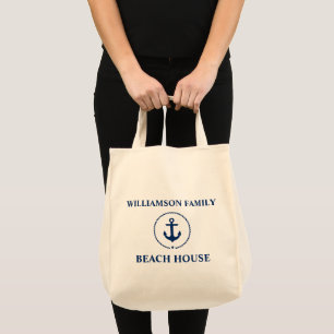 Bolsa Tote Trecho de Âncora Azul da Casa de Praia Náutica