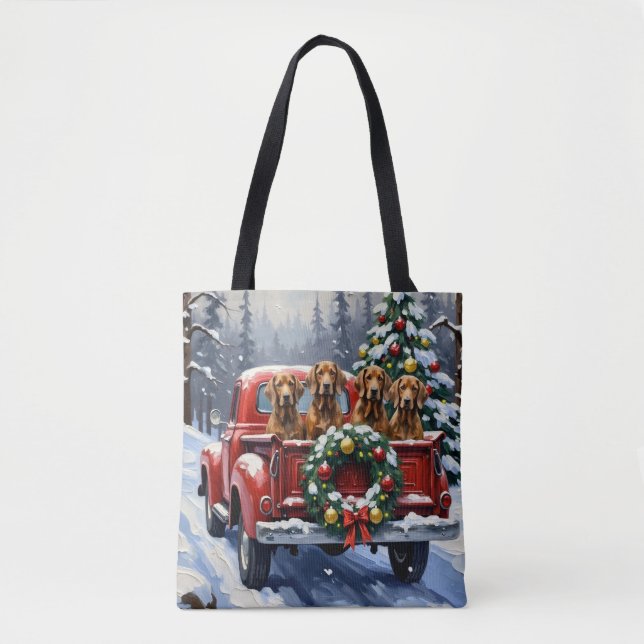 Bolsa Tote Treeing Walker Coonhound Christmas Red Truck (Frente)