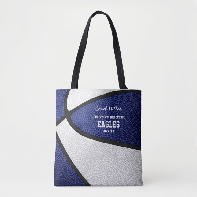 Bolsa Tote treinador de basquetebol do Blue White (Frente)