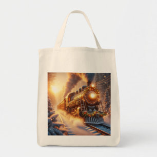 Bolsa Tote Trem de Natal Vintage Férias Inverno Nevado