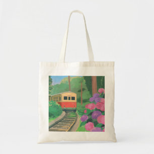 Bolsa Tote Trem Estético & Arte de Parede de Flores Vintage