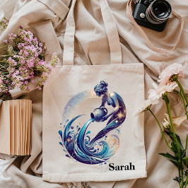Bolsa Tote Trendy Aquarius Watercolor Zodiac Design