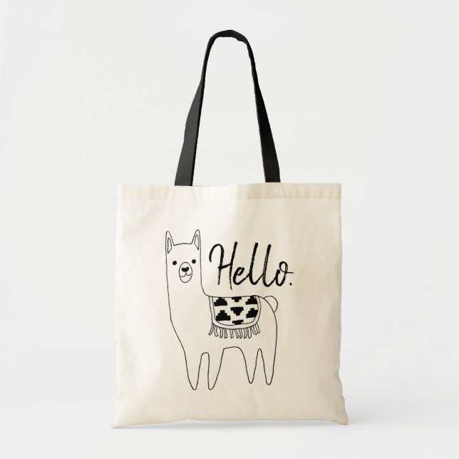 Bolsa Tote Trendy Aztec Llama Sketch Hello (Frente)