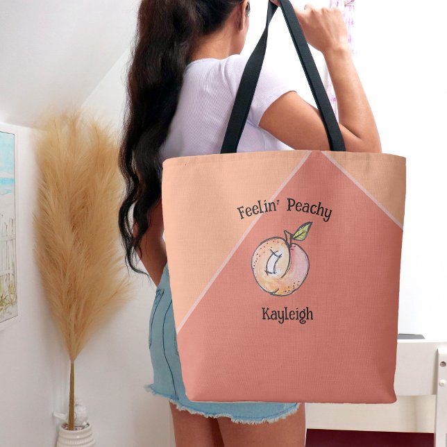 Bolsa Tote Trendy Cute Peach Summer Modern Kitschy Denominaçã (Criador carregado)