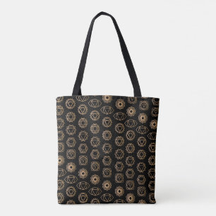 Bolsa Tote Trendy Dourada Chakras Pattern