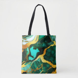 Bolsa Tote Trendy Green Dourado mármore amarelo verde