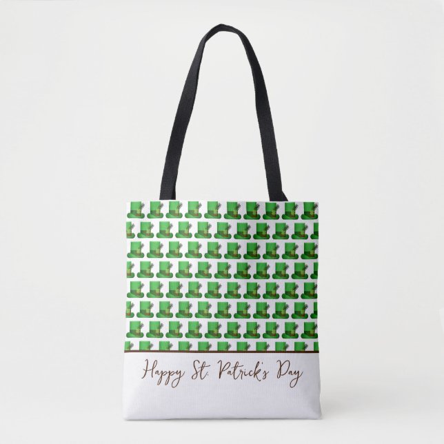 Bolsa Tote Trendy Green Hats Pattern St. Patrick's Day (Frente)