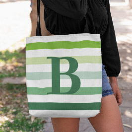 Bolsa Tote Trendy Green Stripes Monograma