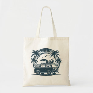 Bolsa Tote Trendy Illustration Black & White Beach