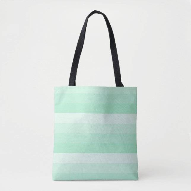 Bolsa Tote Trendy Mint Green Stripes Design Moderno Modelo (Frente)