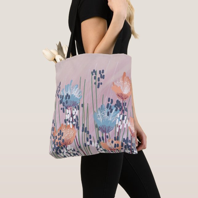 Bolsa Tote Trendy Modern Abstrato Floral (Close Up)